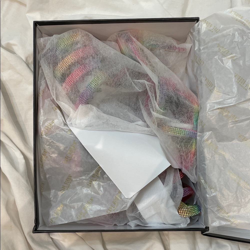 •CAPE ROBBIN• “Fred” Thick Strap Rhinestone Lace-up Heels - Multi // NIB - Picture 15 of 16